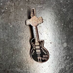 Hard Rock Cafe All Access "Love All, Serve All" Black Enamel Guitar Pin